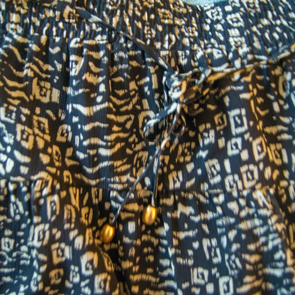 Loft Patterned Mini Drawstring Skirt Euc - image 3